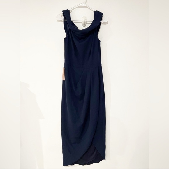BHLDN Thompson Off-Shoulder Navy Midi Dress - Picture 3 of 8